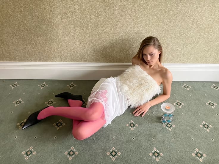 Faux-fur trimmed slip dress