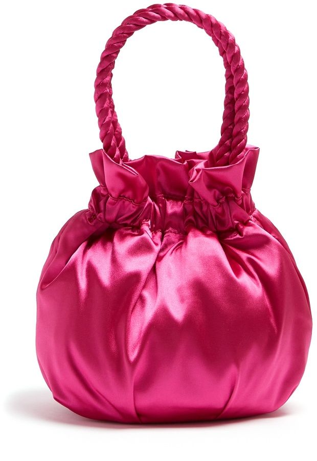 Ruched satin pouch — fuchsia