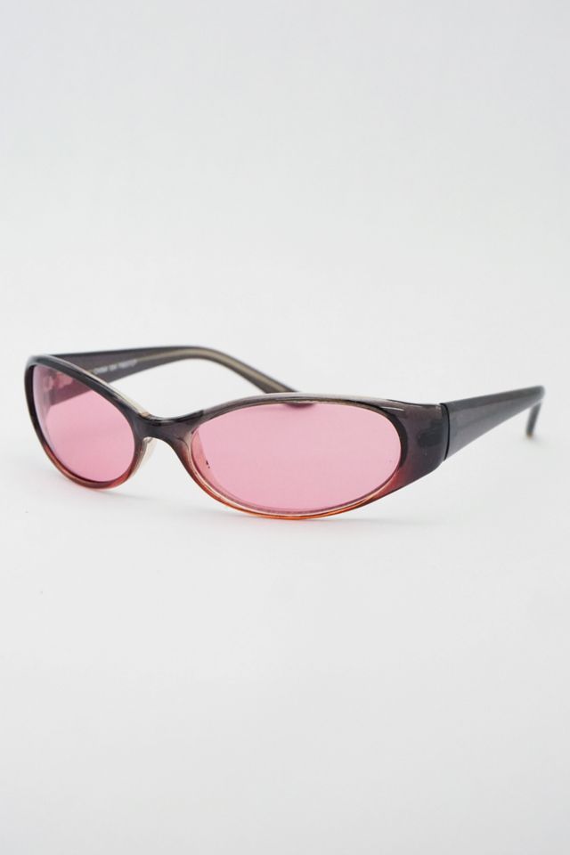 Oval wrap sunglasses — smoke rose